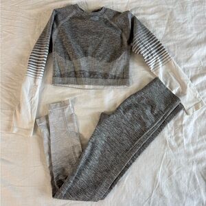 Amazon Gray and White Women's Activewear Set